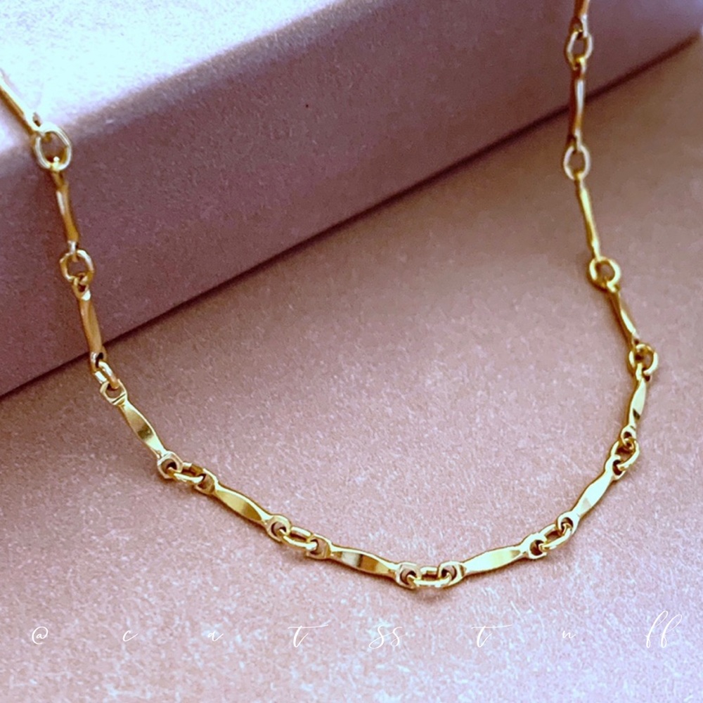 14k Gold Filled Bar Link Choker Necklace